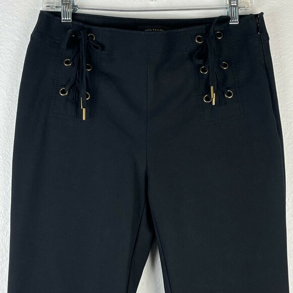 Ann Taylor Pants Womens Size 4 Lace Up Sailor Flared Slim Fit Trouser Black - Picture 3 of 11